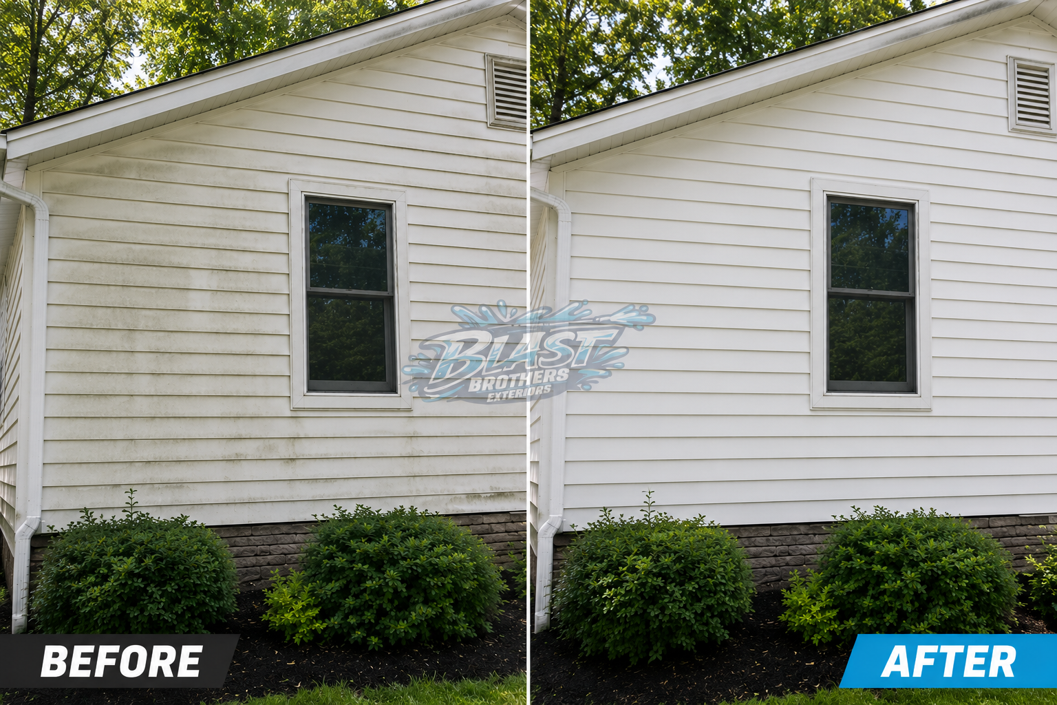 House siding before and after power washing
